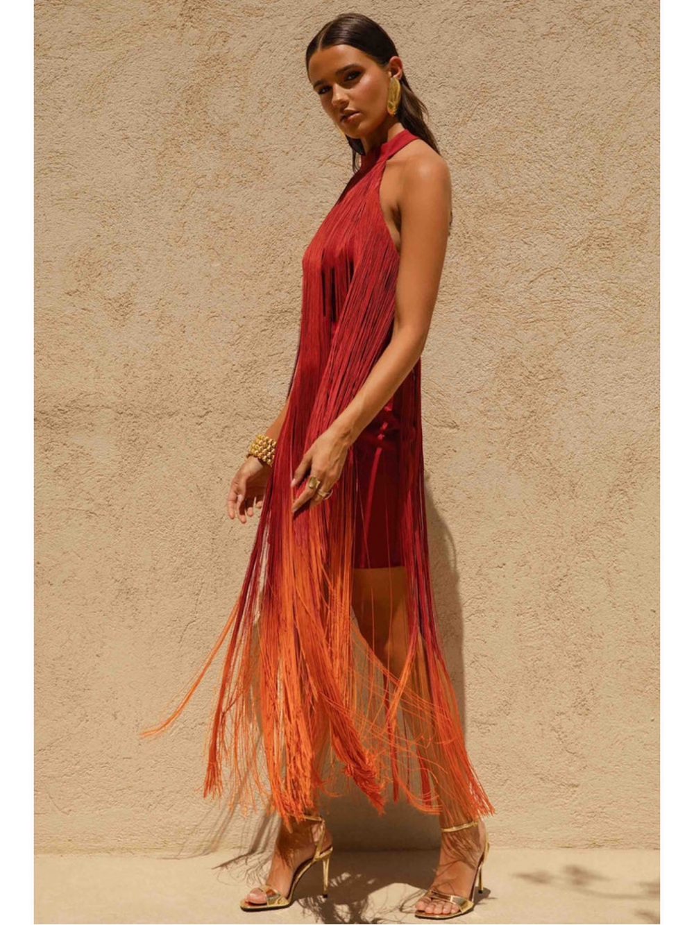 Club London Alessia Fringe Ombre Dress
